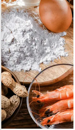 Examples of allergens: wheat, peanuts, shellfish