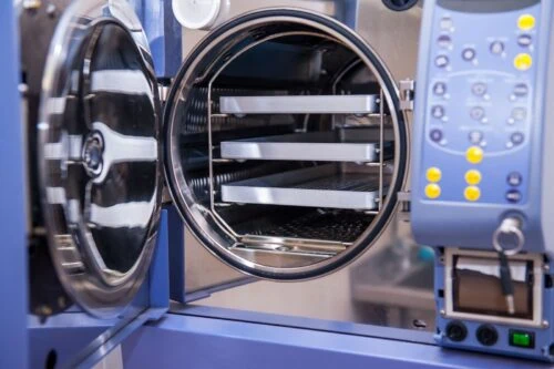 Blue autoclave sterilizer